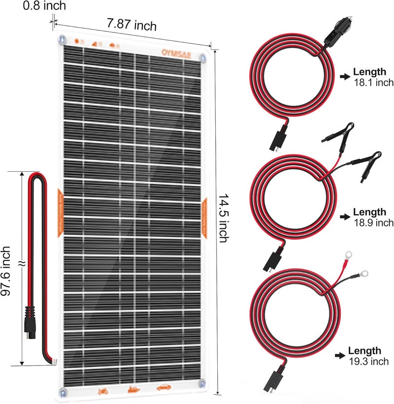 JOYSAE White 10W Solar Car Battery Charger Portable 12V Trickle Battery Charger & Maintainer Waterproof Solar Panel for Car Boat Automotive RV - Image 4